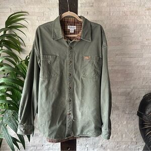 CARHARTT Vintage 1990’s Sage Green Plaid Lined Canvas Chore Duck Jacket Size XL